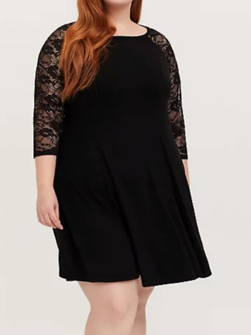 Torrid Super Soft Raglan Skater Dress with Lace Sleeves